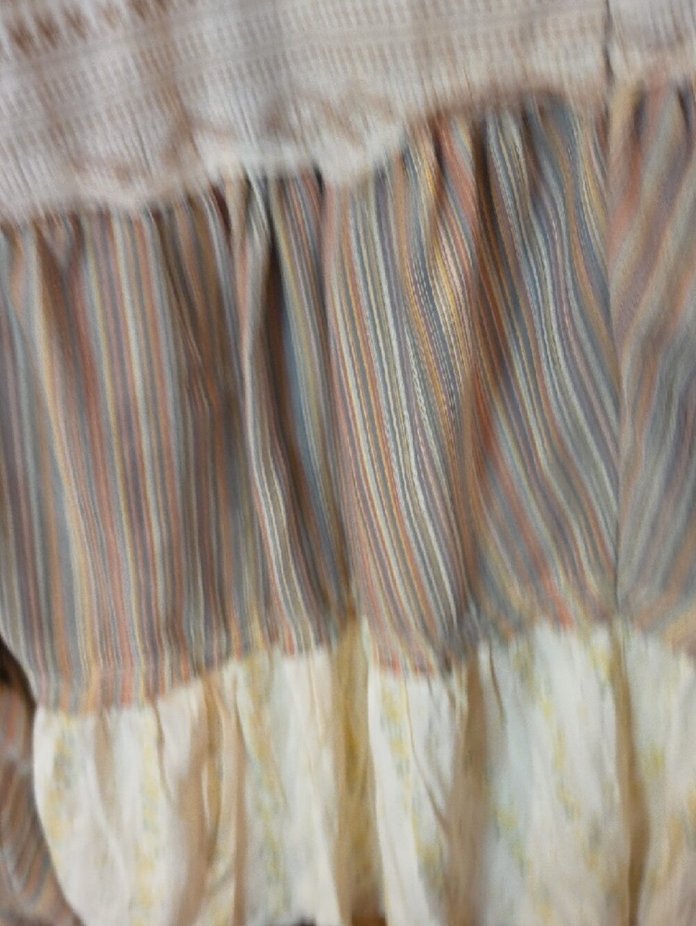 040p POL Patchwork A-Line Tiered Maxi Pants in Cream and Brown - Picture 9 of 14